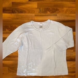 Sag harbor 3/4 sleeve baby blue sweater with‎ embellished neckline 1x